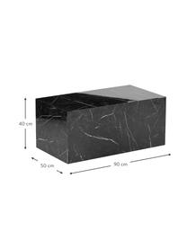 Tavolino da salotto effetto marmo Lesley, Pannello di fibra a media densità (MDF) rivestito con foglio di melamina, Nero marmorizzato lucido, Larg. 90 x Prof. 50 cm