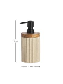 Seifenspender Laura mit Holz-Dekor, Kunststoff, Akazienholz, Beige, Ø 8 x H 18 cm