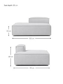 Modulo-Chaise longue Lennon, Rivestimento: 100% poliestere Con 115.0, Struttura: legno di pino massiccio, , Piedini: plastica, Tessuto grigio chiaro, Larg. 150 x Alt. 68 cm, schienale a destra