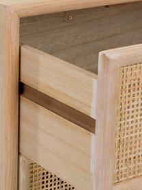 Mesilla de noche de madera Cayetana Shelfy, Estructura: tablero de fibras de dens, Patas: madera de bambú pintada, Marrón, An 42 x Al 71 cm