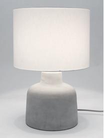Moderne tafellamp Ike betonnen voet, Lampenkap: 100% linnen, Lampvoet: beton, Betonkleurig, wit, Ø 30 x H 45 cm