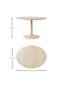 Table ovale marbre Miley, 120 x 90 cm, Beige, larg. 120 x prof. 90 cm
