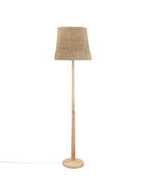 Boho vloerlamp Ratto van rubberhout, Lampenkap: rotan, Lampvoet: rubberhout, Rotan, hout, Ø 40 x H 160 cm