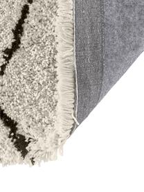 Pluizig hoogpolig vloerkleed Naima, handgetuft, Bovenzijde: 100% polyester, Onderzijde: 100% gerecycled polyester, Beige, zwart, B 400 x L 500 cm