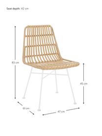 Sedia intrecciata Costa 2 pz, Seduta: intreccio in polietilene, Struttura: metallo verniciato a polv, Marrone chiaro, bianco, Larg. 47 x Prof. 61 cm