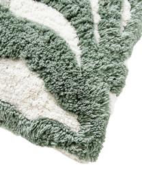 Poszewka na poduszkę z bawełny z tuftowaną dekoracją Sela, 100% bawełna z certyfikatem BCI, Zielony, kremowobiały, S 45 x D 45 cm