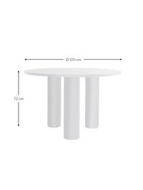 Ronde tafel Colette in wit, Ø 120 cm, Vezelplaat met gemiddelde dichtheid (MDF), gecoat, Hout, wit gelakt, Ø 120 x H 72 cm