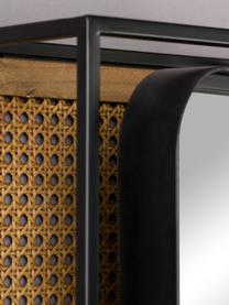 Garderobe Langres met roterende rotan spiegel, Frame: gepoedercoat metaal, Rotan, zwart, B 53 x H 165 cm