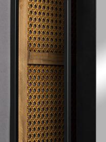 Garderobe Langres met roterende rotan spiegel, Frame: gepoedercoat metaal, Rotan, zwart, B 53 x H 165 cm