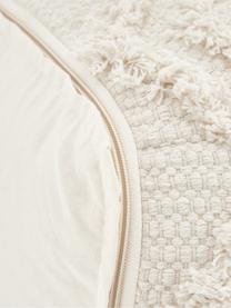 Ręcznie tuftowany puf w stylu boho Akesha, Tapicerka: bawełna, Biały, S 45 x W 45 cm