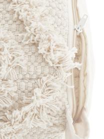 Handgetufteter Boho-Pouf Akesha in Cremeweiß, Bezug: Baumwolle, Weiß, 45 x 45 cm