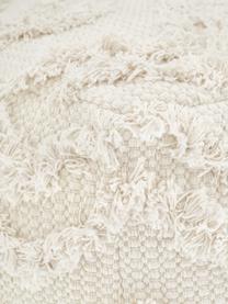 Ręcznie tuftowany puf w stylu boho Akesha, Tapicerka: bawełna, Biała tkanina, S 50 x W 50 cm