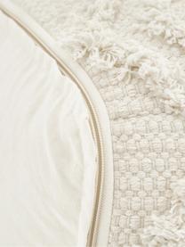 Ręcznie tuftowany puf w stylu boho Akesha, Tapicerka: bawełna, Biała tkanina, S 50 x W 50 cm
