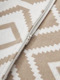 Strick-Wendekissenhülle Chuck mit grafischem Muster, 100% Baumwolle, Beige, Cremeweiß, B 40 x L 40 cm