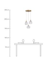 Cluster hanglamp Vario van gesatineerd glas, Lampenkap: gesatineerd glas, Baldakijn: gecoat aluminium, Messingkleurig, Ø 39 x H 24 cm