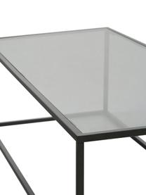 Tavolino da salotto con piano in vetro Maya, Struttura: metallo verniciato a polv, Nero, trasparente, nero, Larg. 110 x Prof. 65 cm