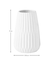Komplet wazonów z porcelany z ryflowanym reliefem Esko, 2 elem., Porcelana, Biały, Komplet z różnymi rozmiarami