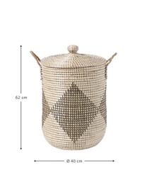 Kosz do przechowywania z pokrywką Lira, Trawa morska, Beżowy, czarny, biały, Ø 40 x W 62 cm