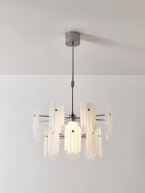 Große LED-Pendelleuchte Alenia, Lampenschirm: Acrylglas, Baldachin: Metall, verchromt, Weiß, Chromfarben, Ø 61 x H 98 cm