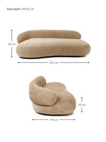 Niervormige bank Alba (3-zits), Bekleding: 97% polyester, 3% nylon M, Frame: massief sparrenhout, FSC-, Poten: kunststof, Geweven stof zandkleurig, B 235 x D 114 cm, rugleuning links