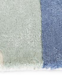 Handgetuft wollen vloerkleed Pierre met hoog-laag structuur, Onderzijde: 100% katoen Bij wollen vl, Blauwtinten, crèmewit, B 160 x L 230 cm (maat M)
