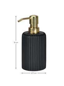 Seifenspender Blackheath, Behälter: Polyresin, Pumpkopf: Kunststoff, Schwarz, Messingfarben, Ø 7 x H 16 cm