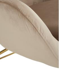 Fluwelen schommelstoel Wing in taupe met metalen poten, Bekleding: fluweel (polyester), Frame: gegalvaniseerd metaal, Fluweel beige, goudkleurig, 76 x 108 cm