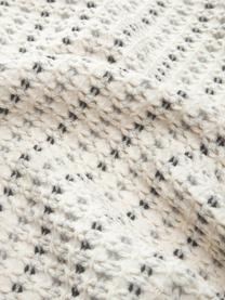 Plaid en coton à texture gaufrée Kimber, 100 % coton, Blanc crème, tons gris, larg. 130 x long. 170 cm