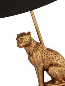 Design tafellamp Leopard, Lampenkap: stof, Lampvoet: polyresin, Zwart, goudkleurig, Ø 24 x H 43 cm