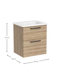 Waschtisch mit Unterschrank Orna, Griffe: Aluminium, beschichtet, Braun, Holz-Optik, B 60 x H 67 cm