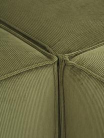Divano angolare componibile in velluto a coste Lennon, Rivestimento: velluto a coste (92% poli, Struttura: legno di pino massiccio, , Piedini: plastica I piedini si tro, Velluto a coste verde, Larg. 327 x Prof. 180 cm, chaise-longue a sinistra