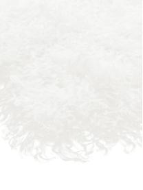 Langhaar-Lammfell-Teppich Ella, gelockt, Vorderseite: Mongolisches Lammfell, Rückseite: Leder, Naturweiss, B 50 x L 160 cm