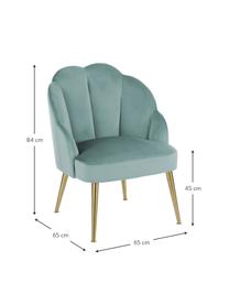 Fluwelen fauteuil Helle in turquoise, Bekleding: fluweel (polyester), Poten: gepoedercoat metaal, Fluweel turquoise, B 65 x D 65 cm