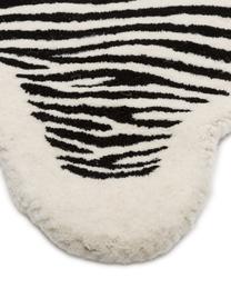 Alfombra artesanal de lana Savanna Zebra, Parte superior: 100% lana, Reverso: 100% algodón Las alfombra, Negro, crema, An 160 x L 200 cm (Tamaño M)