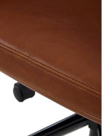 Sedia da scrivania in similpelle Nora, regolabile in altezza, Rivestimento: similpelle (poliuretano), Gambe: metallo verniciato a polv, Ruote: plastica, Similpelle color cognac, Larg. 58 x Prof. 58 cm