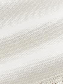Housse de coussin en coton à pompons Adrian, Blanc crème, larg. 30 x long. 50 cm