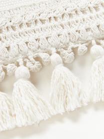 Federa arredo in cotone con nappe Adrian, Bianco crema, Larg. 30 x Lung. 50 cm