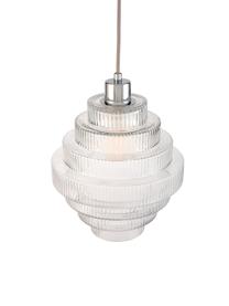 Lámpara de techo pequeña Noble Brilliance, Pantalla: vidrio, Anclaje: metal recubierto, Cable: cubierto en tela, Transparente, cromo, Ø 24 x Al 25 cm