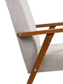 Fotel z aksamitu Victoria, Tapicerka: aksamit (100% poliester), Stelaż: drewno naturalne, Beżowy aksamit, nogi: jasny brązowy, S 60 x G 69 cm