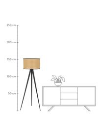 Lampadaire trépied avec abat-jour en cannage Vienna, Brun clair, noir, Ø 50 x haut. 154 cm