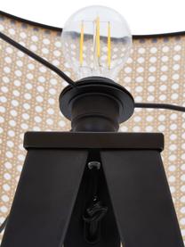 Tripod Stehlampe Vienna aus Wiener Geflecht, Lampenschirm: Kunststoff, Lampenfuß: Metall, pulverbeschichtet, Hellbraun, Schwarz, ∅ 50 x H 154 cm