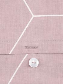 Funda nórdica de algodón Lynn, Rosa palo, blanco crema, Cama 90 cm (150 x 220 cm)