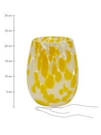 Wassergläser Dots in Gelb, 6 Stück, Glas, Gelb, Weiß, Ø 10 x H 21 cm, 400 ml