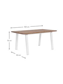 Mesa de comedor para exteior Oslo, Tablero: madera de acacia con cert, Patas: metal recubierto, Madera de acacia, blanco, An 160 x F 90 cm