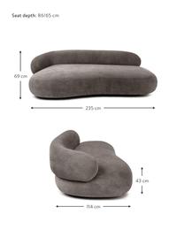 Sofa w kształcie nerki Alba (3-osobowa), Tapicerka: 97% poliester, 3% nylon D, Stelaż: lite drewno świerkowe z c, Nogi: tworzywo sztuczne, Szara tkanina, S 235 x G 114 cm, oparcie lewostronne