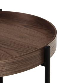 Mesa auxiliar de madera Renee, Tablero: tablero de fibras de dens, Estructura: metal con pintura en polv, Nogal, Ø 44 x Al 49 cm
