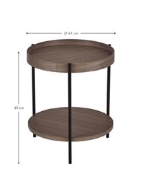 Tavolino in legno marrone scuro Renee, Ripiani: pannello di fibra a media, Struttura: metallo verniciato a polv, Legno di noce, Ø 44 x Alt. 49 cm
