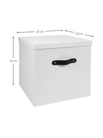 Aufbewahrungsbox Texas, Box: Fester, laminierter Karto, Griff: Leder, Weiß, 32 x 32 cm