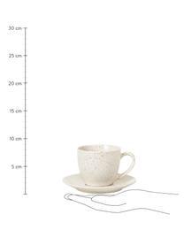 Handgemachte kleine Steingut-Teetasse Nordic Vanilla mit Untertasse in Cremeweiß gesprenkelt, Steingut, Cremeweiß, gesprenkelt, Ø 8 x H 7 cm, 150 ml