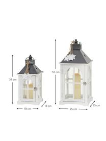 Farolillos Natale, 2 uds., Estructura: madera recubierta, Blanco, gris antracita, transparente, Set de diferentes tamaños